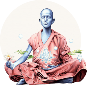 Peinture Bouddha Bleu en méditation